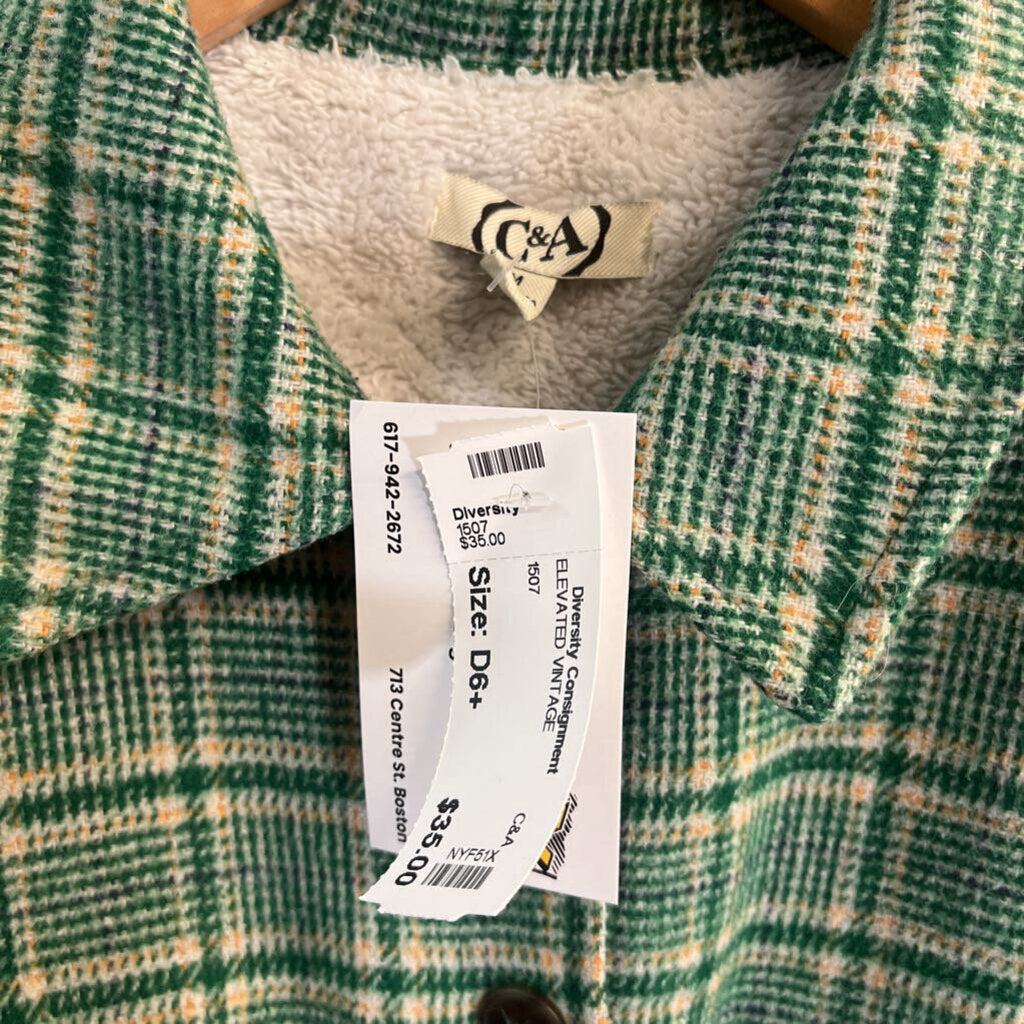 C And A Plaid Sherpa Shacket Green Size M