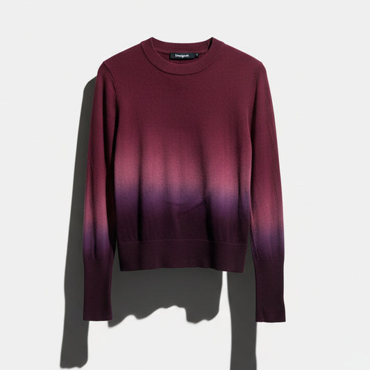 Desigual red and purple long sleeve top size XS, front product view
