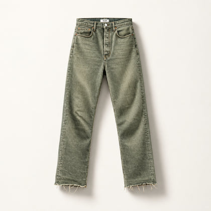 Re/Done Wide Cut Mid Length Lime Green Ladies Size 28