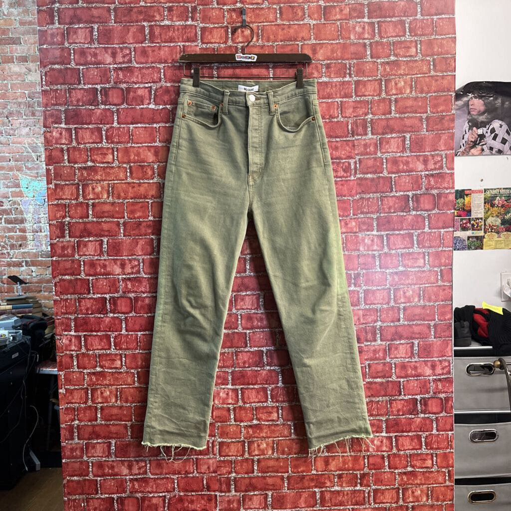 Re/Done Wide Cut Mid Length Lime Green Size 28