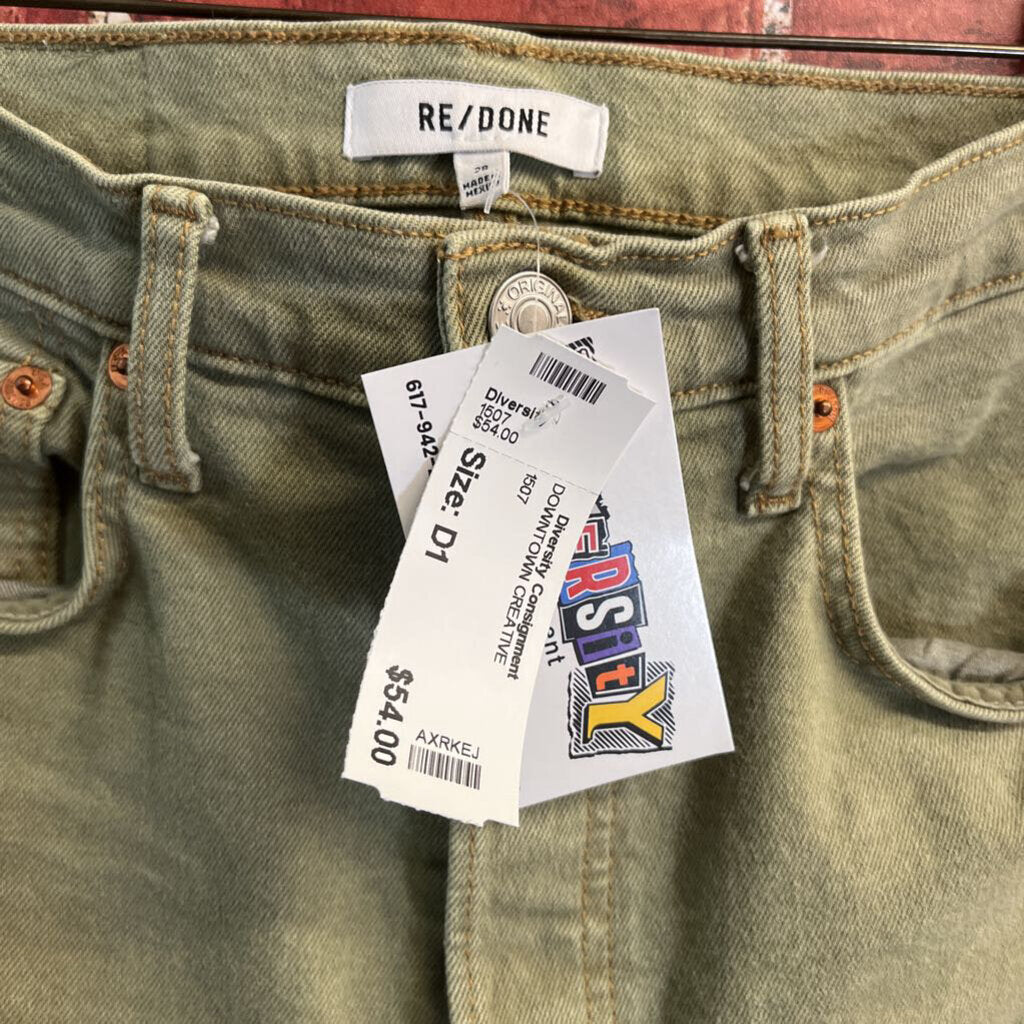 Re/Done Wide Cut Mid Length Lime Green Size 28
