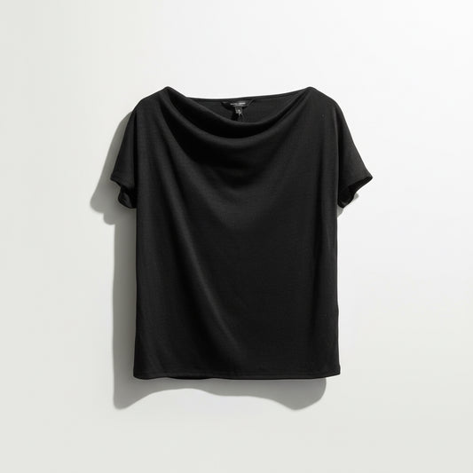 Banana Republic black short-sleeve blouse size XS front view