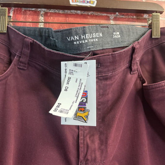 Van Heusen wine colored pants size 34 by 34, reverse product view