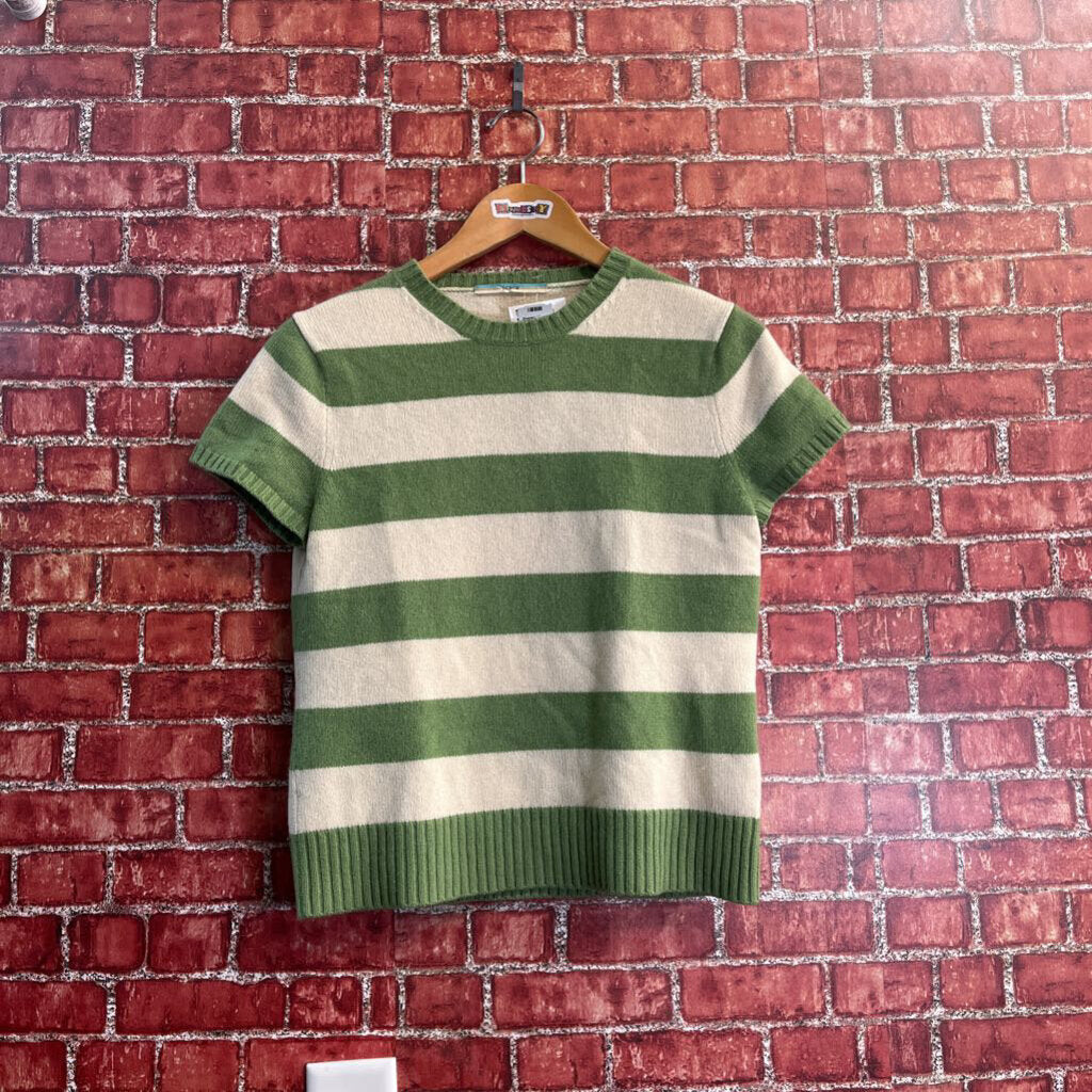 J Crew Green And White Sweater Size S