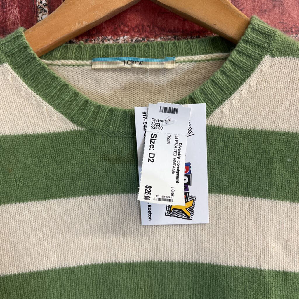 J Crew Green And White Sweater Size S