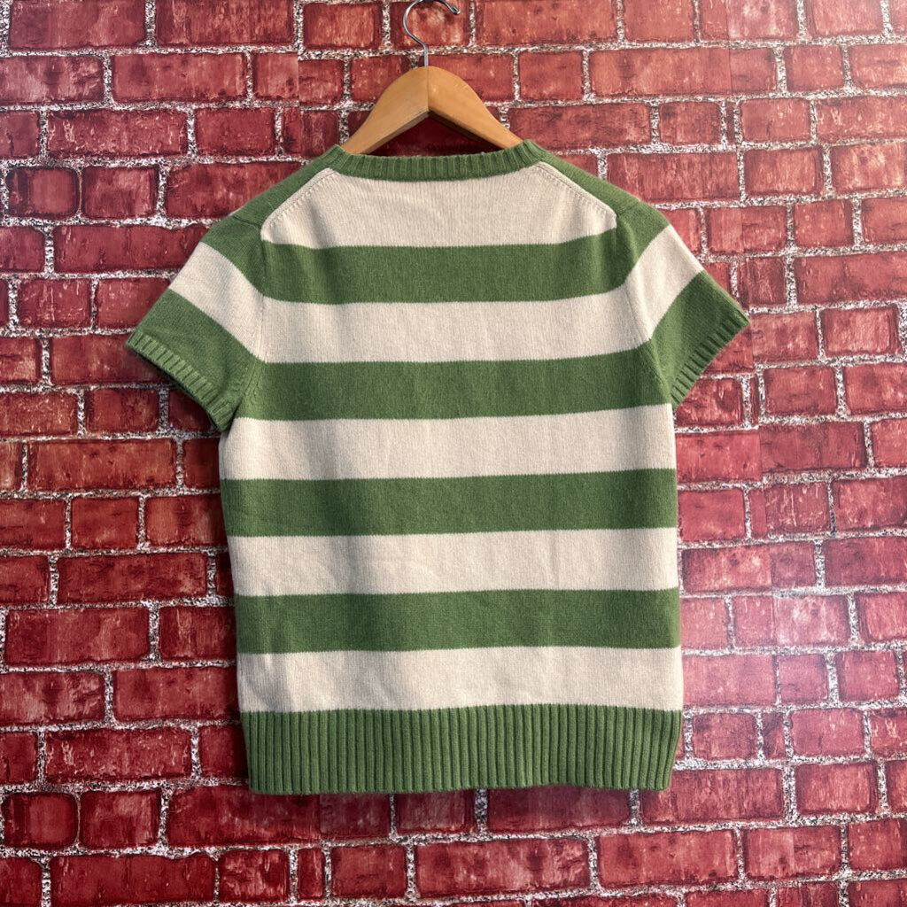 J Crew Green And White Sweater Size S