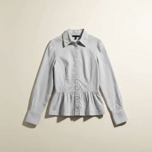 Zara Basic white and blue striped button down size M, front product view