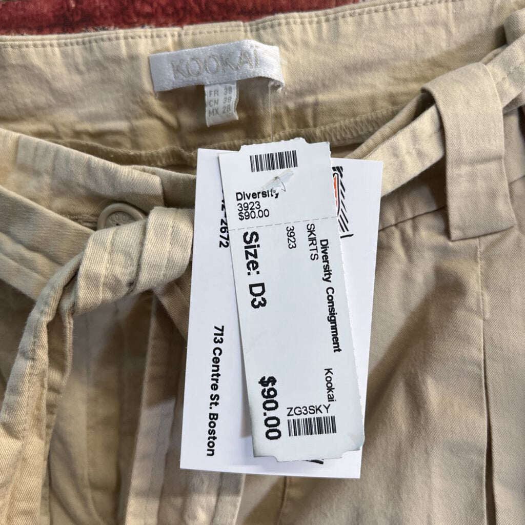 Kookai Belted Skirt Beige Size 38