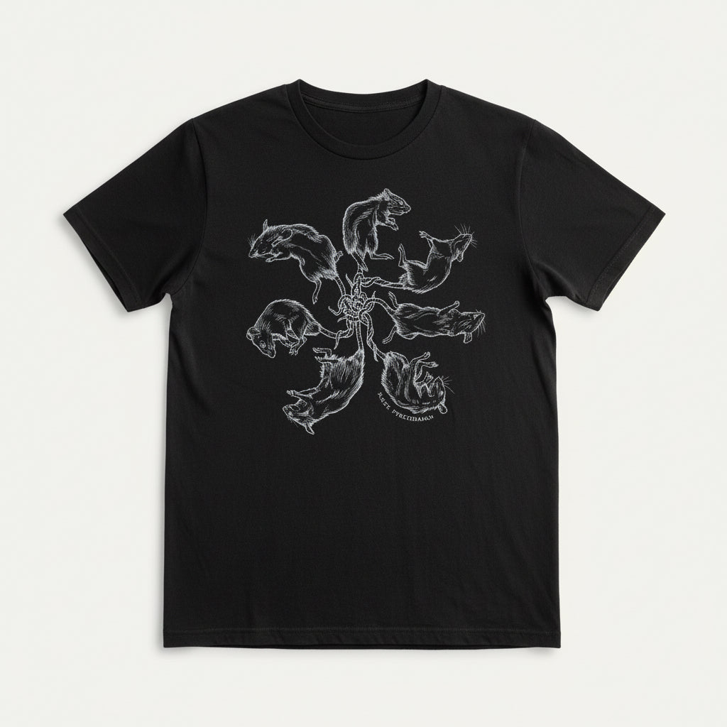 Tultex Katy Wiedmann Rat King black white graphic tee size S