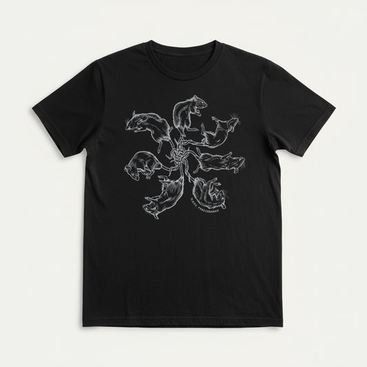 Tultex Katy Wiedmann Rat King black white graphic tee size S