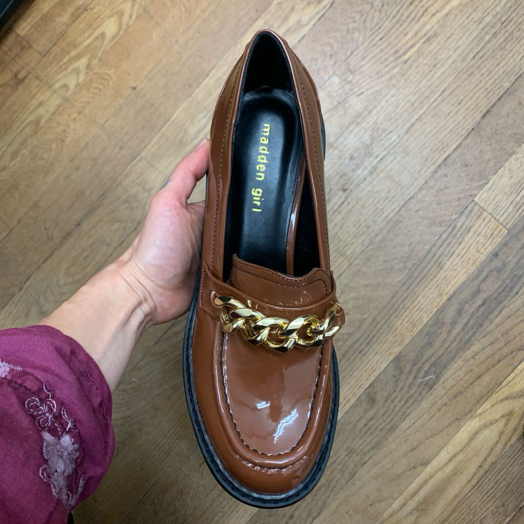 Madden Girl brown lug sole loafers alternate view