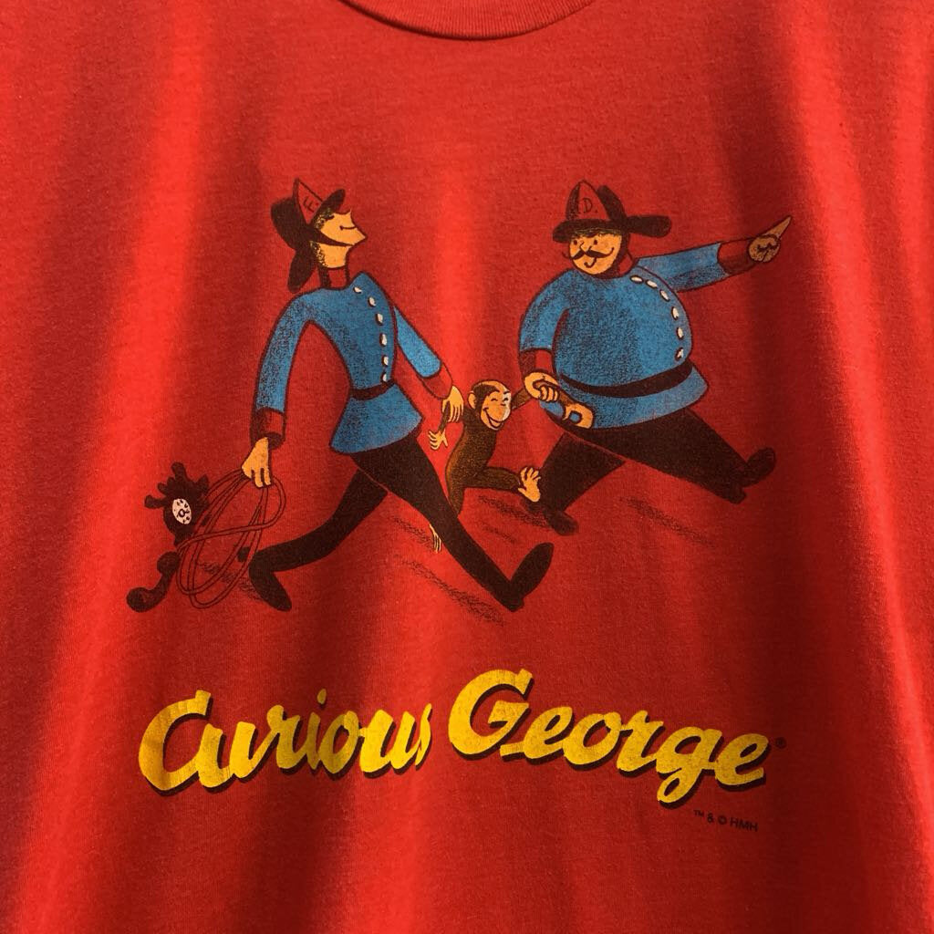 Curious George red yellow graphic T shirt alternate view