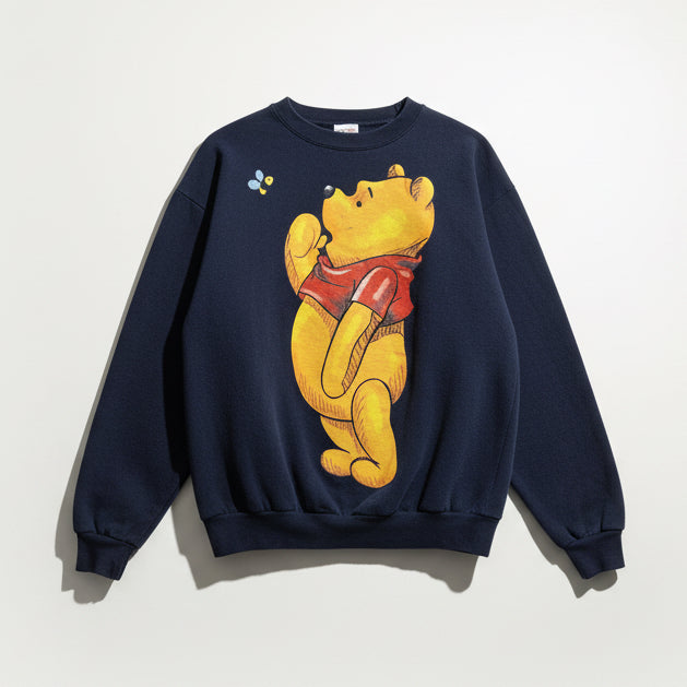 Vintage Winnie the Pooh graphic crewneck navy yellow and red listed size L front view