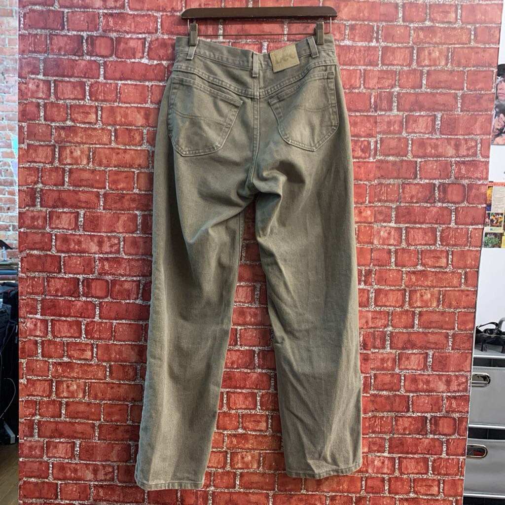 Vintage Lee olive jeans denim detail view
