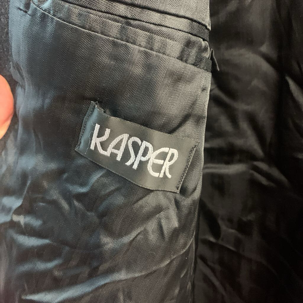 Kasper black cashmere long coat alternate view