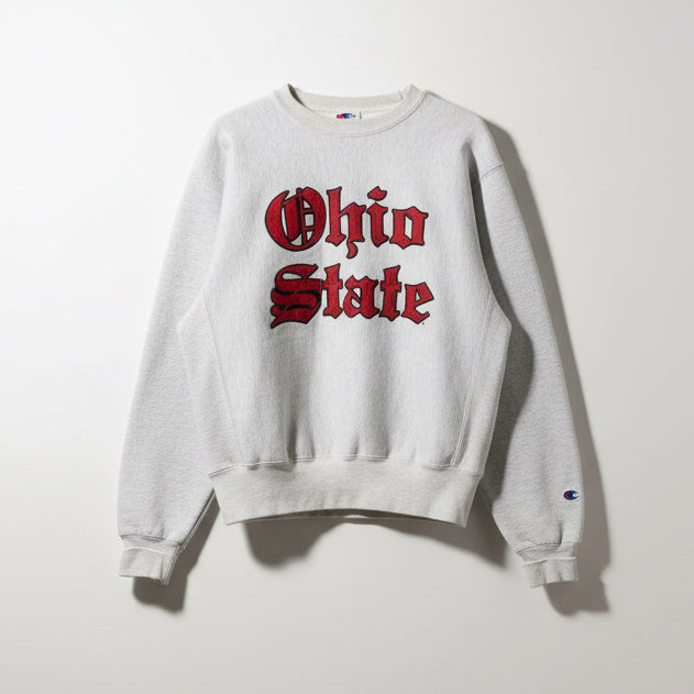 Vintage Champion Ohio State graphic crewneck grey red and black listed size M front view