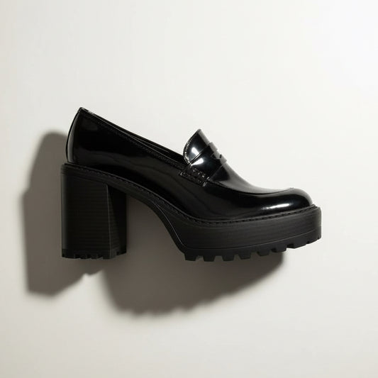 Madden Girl black patent faux-leather lug-sole loafers size 9.5L with box