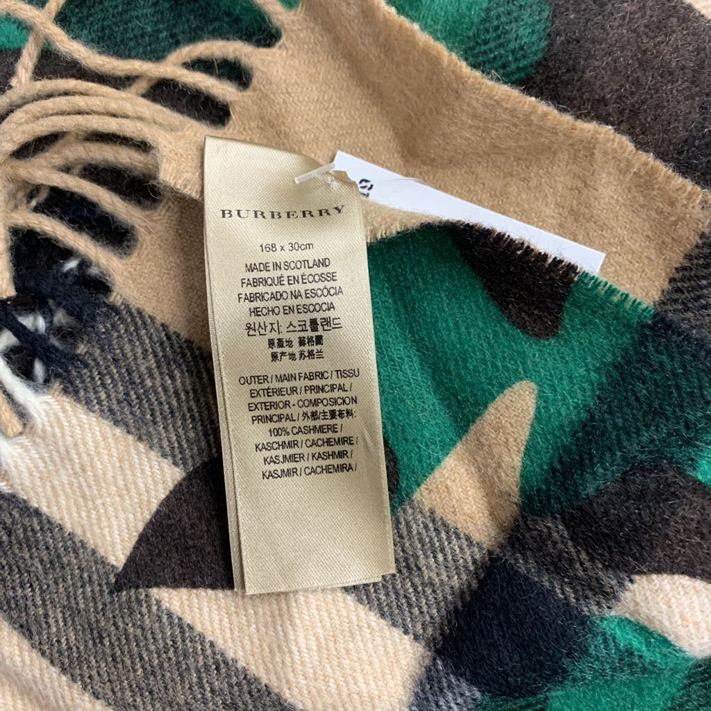 Burberry tan green and red cashmere plaid scarf alternate view