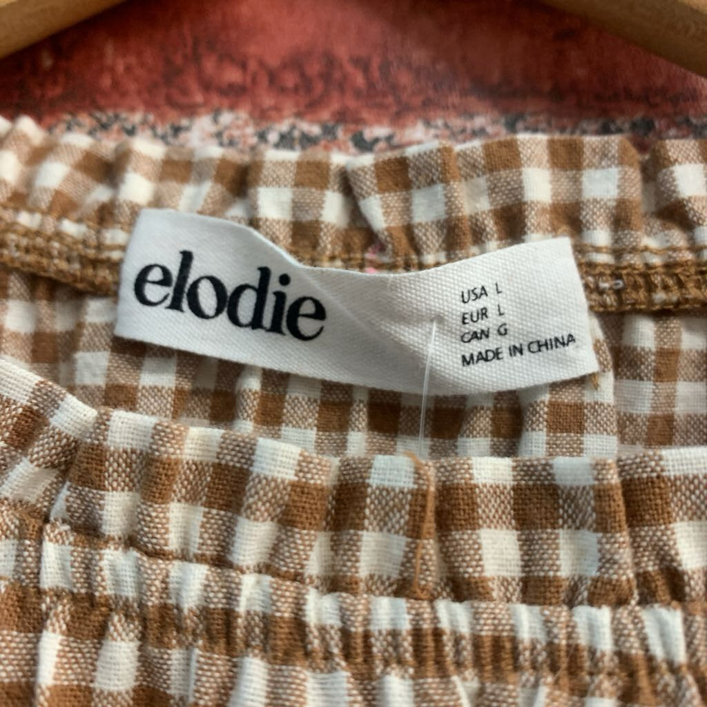 Elodie gingham long-sleeve peplum blouse size L alternate view