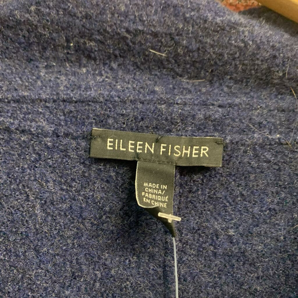 Eileen Fisher navy wool long jacket size XL alternate view