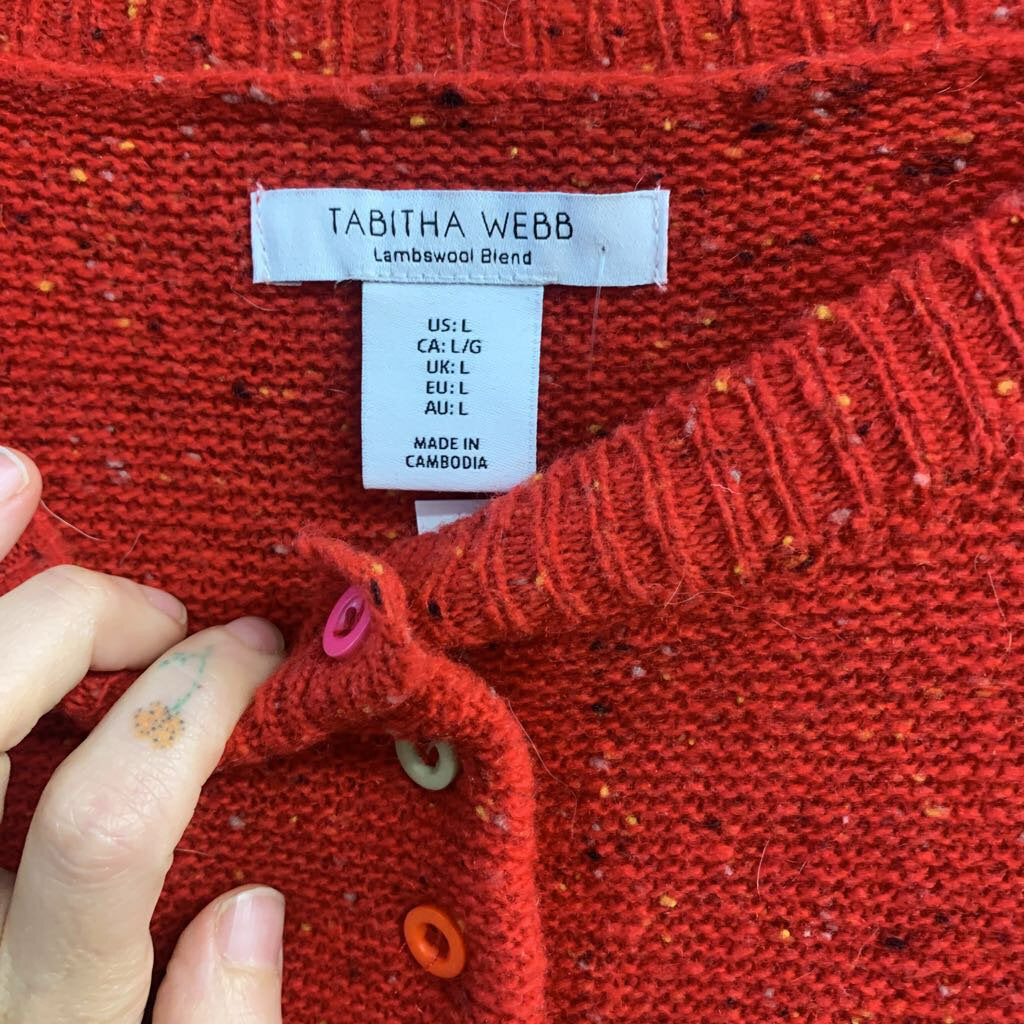 Red Tabitha Webb lambswool sweater, back view