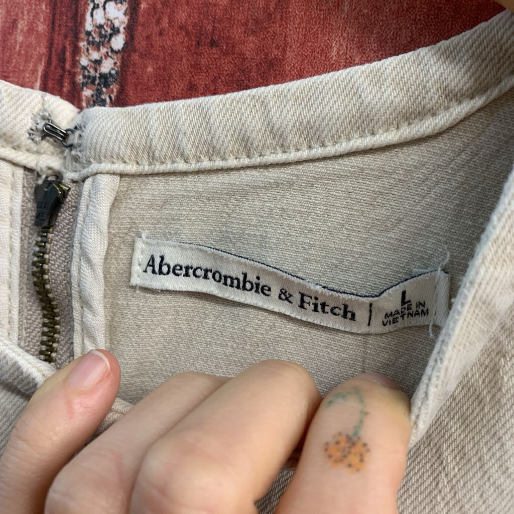 Ivory Abercrombie denim maxi dress, back view
