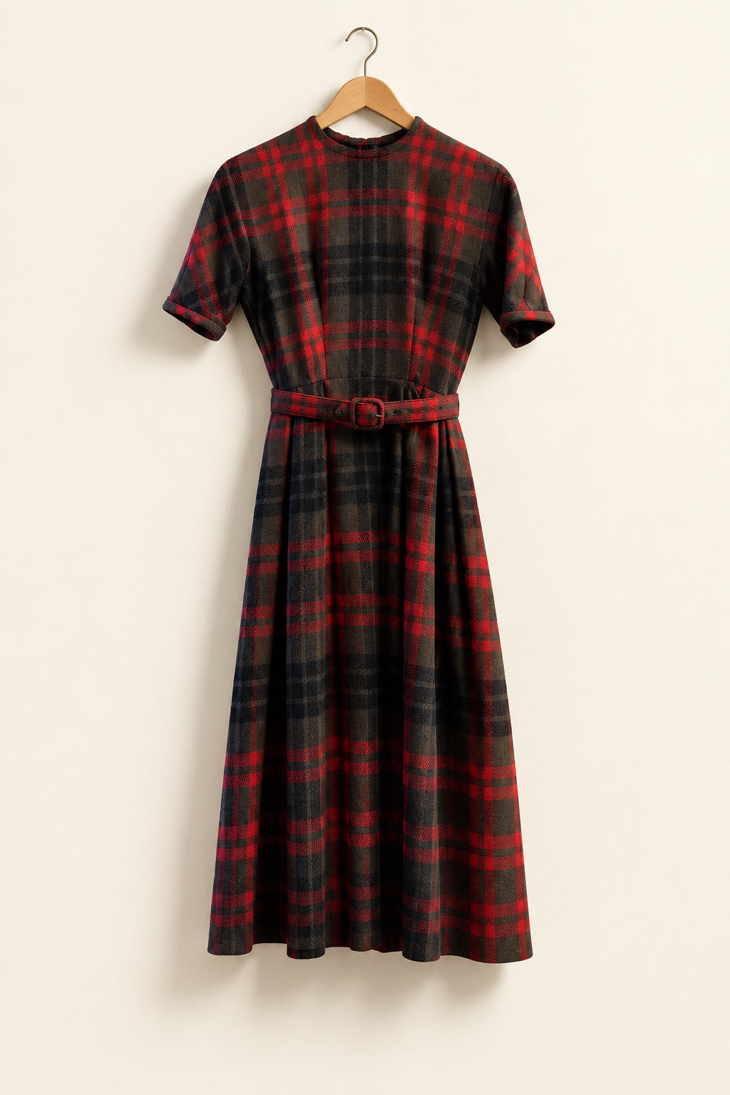 Jeanne d'Arc Vintage Winter Plaid Kilt Dress Brown/Black/Red