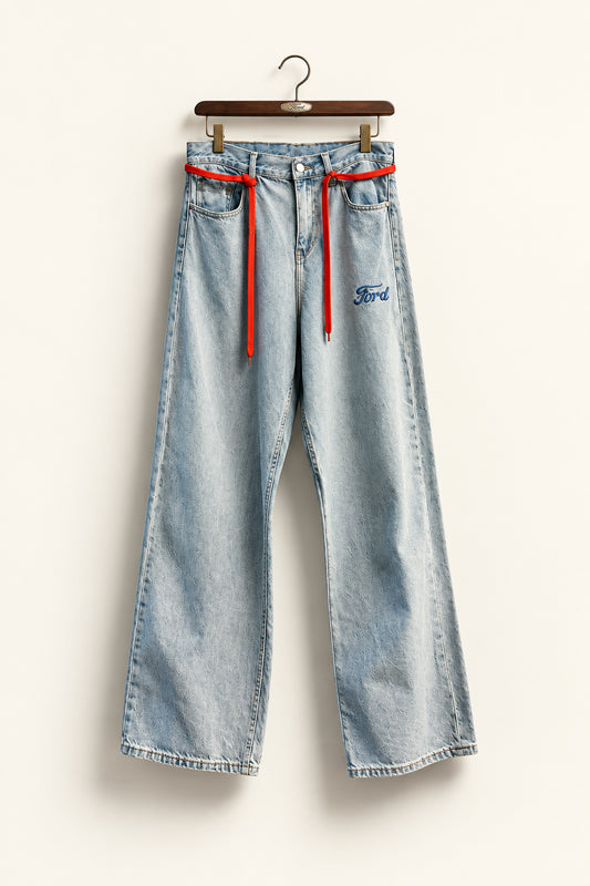 Pacsun x Ford Baggy Shoelace Jeans Blue/Red Size 32