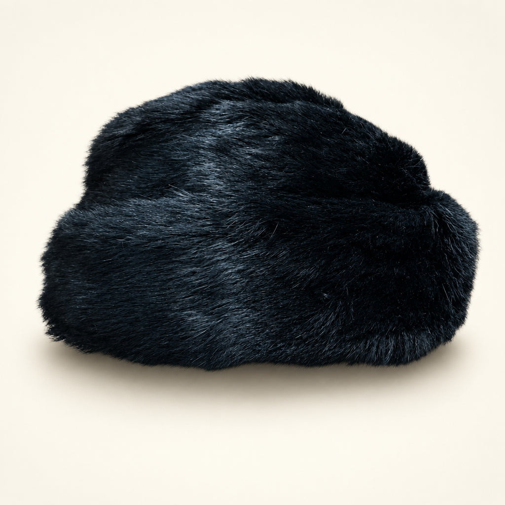 Dobbs vintage rabbit fur hat in black, front view