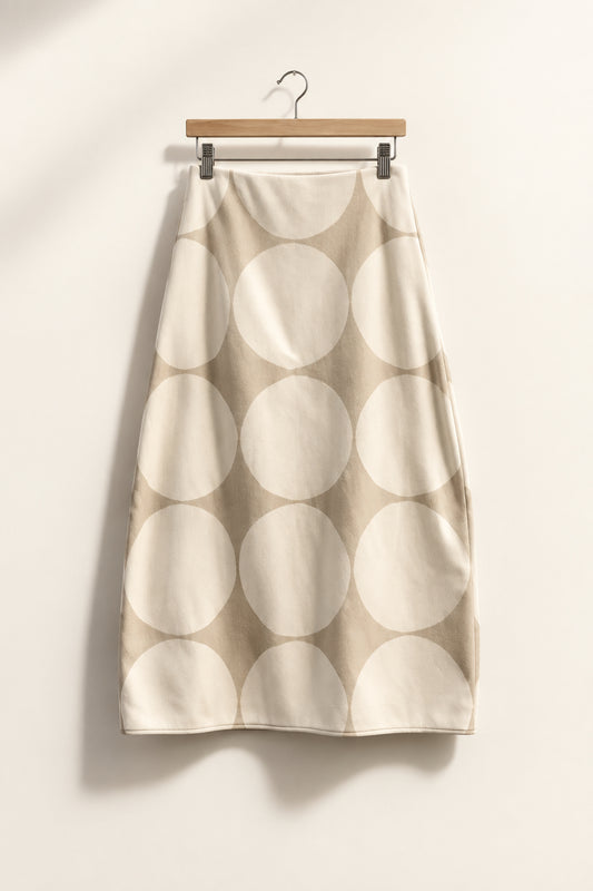 Marimekko by Uniqlo Midi Skirt Fleece Circles Beige/Cream Size S