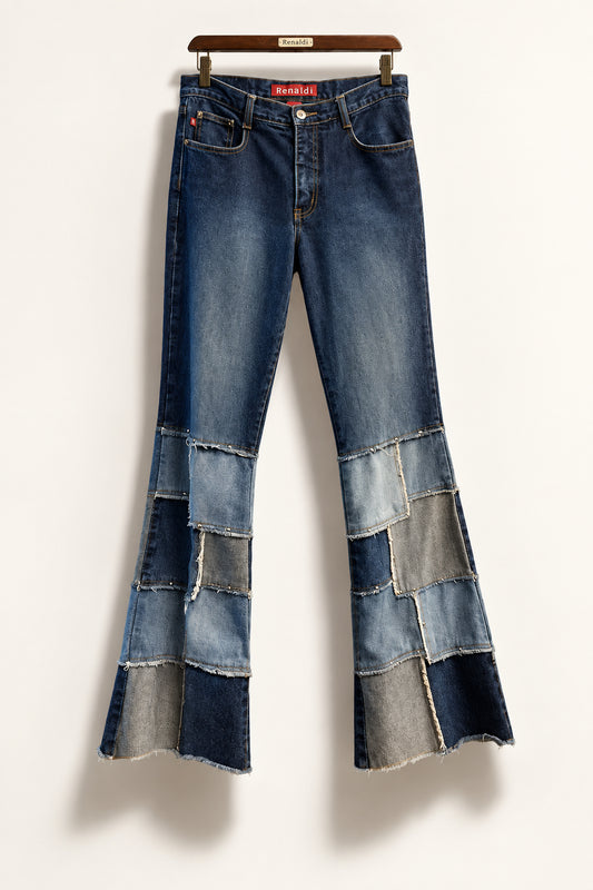 Zana di Y2K Jeans Flare Patchwork Bottoms Blue Size 7
