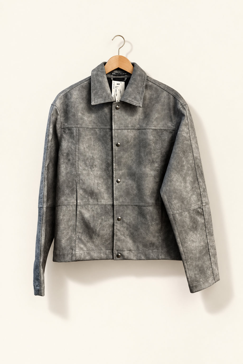 NWT Zara Jacket Faux Leather Snap Grey Size S