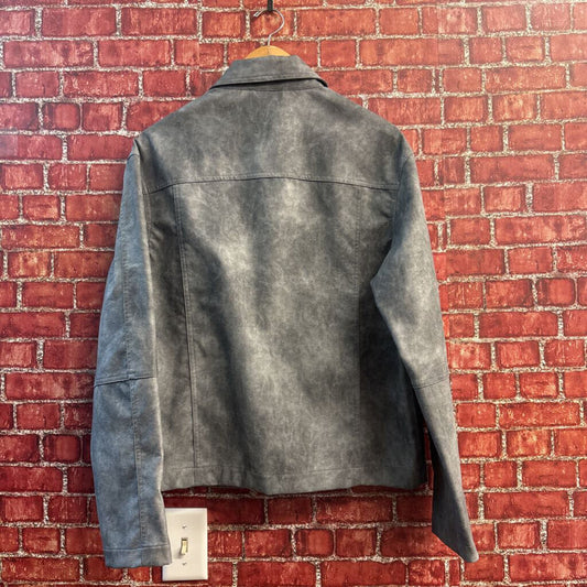 NWT Zara Jacket Faux Leather Snap Grey Size S