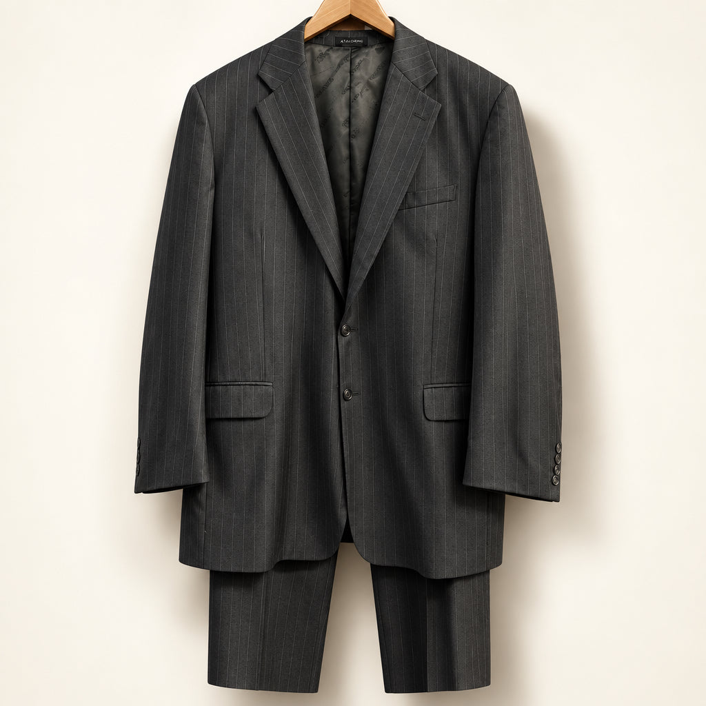 Galante Uomo Suit Pinstripe Wool Grey Size 50