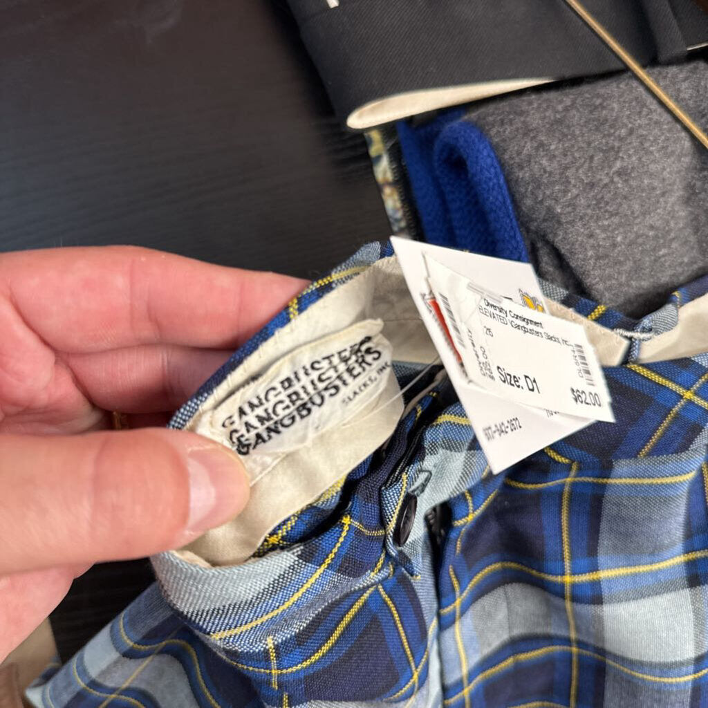 Gangbusters Slacks, Inc. Vintage Culottes Plaid Blue/Yellow