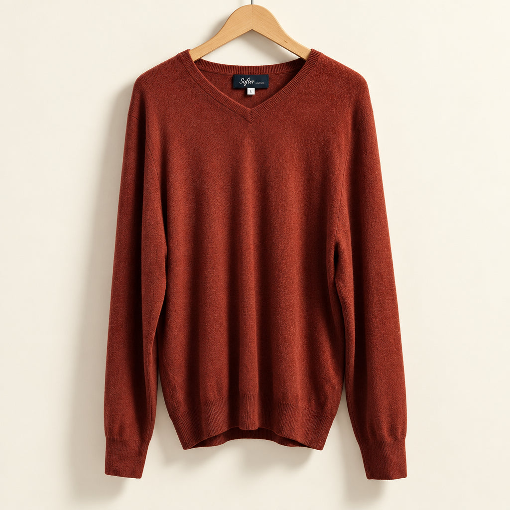 soft by Naadam V Neck Sweater Cashmere Burgundy Size XXL