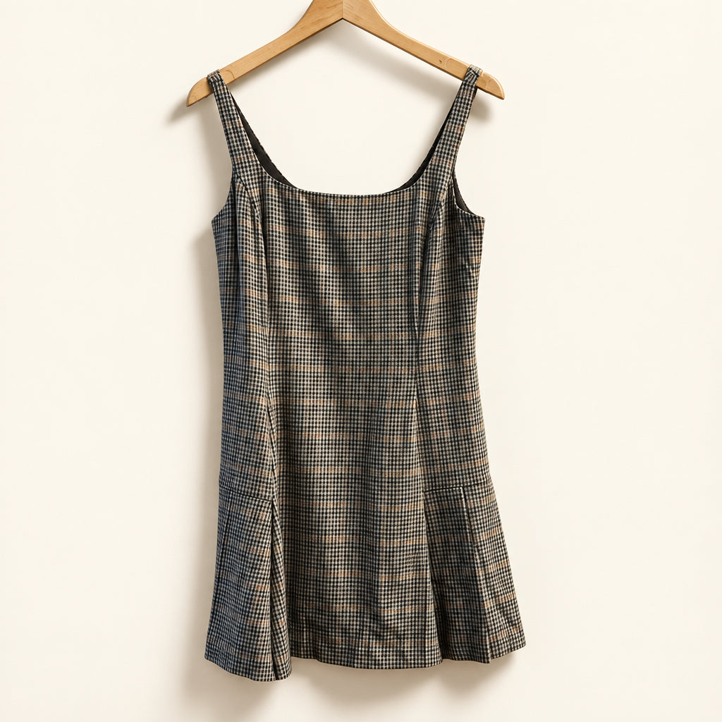 Gap Mini Dress Plaid Brown/Yellow/Burgundy Size S