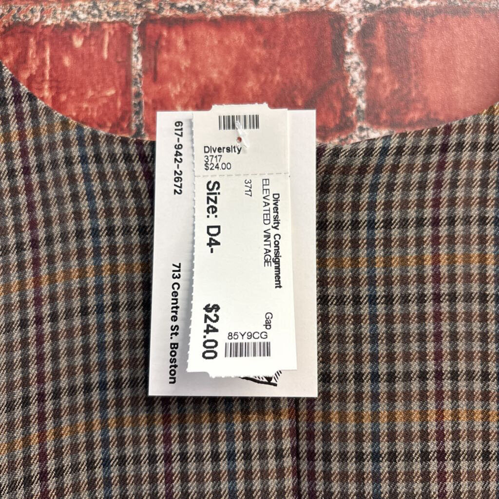 Gap Mini Dress Plaid Brown/Yellow/Burgundy Size S