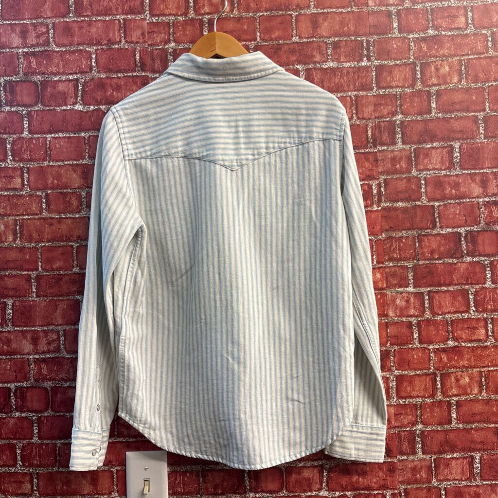 Levi Strauss & Co. Button Up Snaps Denim Stripes White/Light Blue Size S