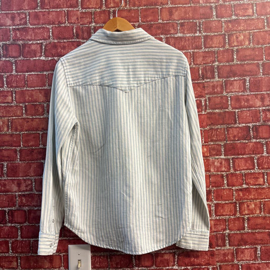Levi Strauss & Co. Button Up Snaps Denim Stripes White/Light Blue Size S