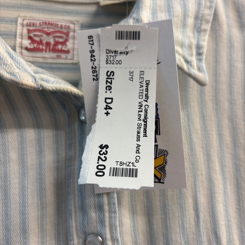 Levi Strauss & Co. Button Up Snaps Denim Stripes White/Light Blue Size S