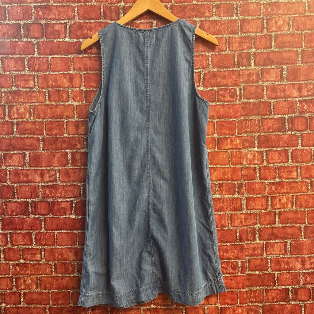 Madewell Mini Tank Dress Chambray Buttons Blue Size M