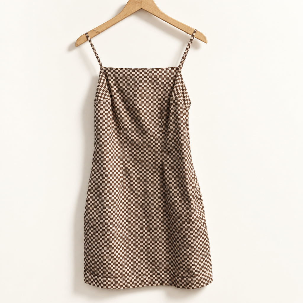 Levis Mini Tank Dress Checkers Brown/Beige/Pink Size S