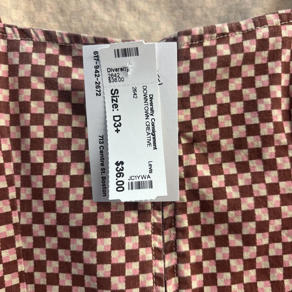 Levis Mini Tank Dress Checkers Brown/Beige/Pink Size S