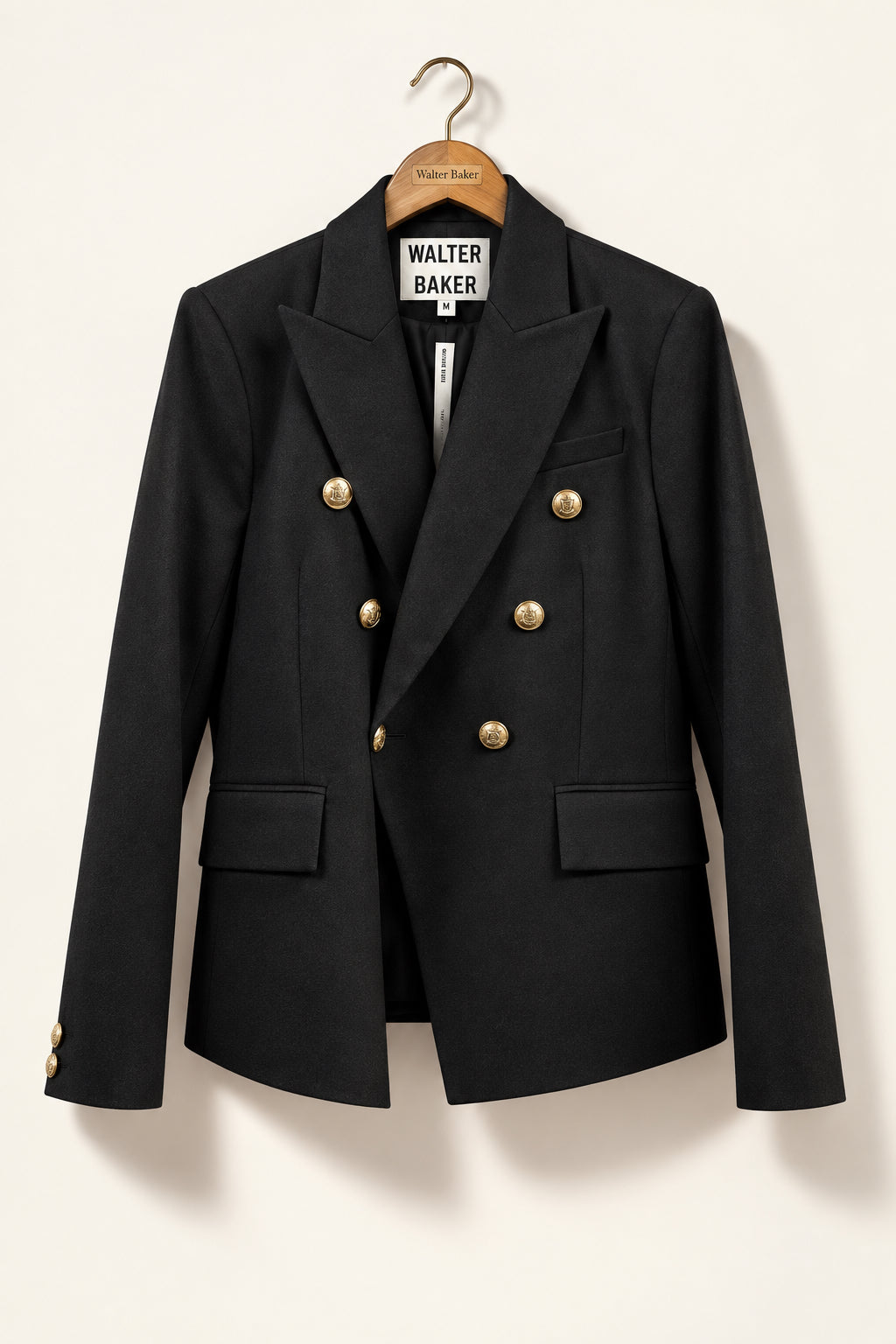 Walter Baker Double Breasted Blazer Black/Gold Size M
