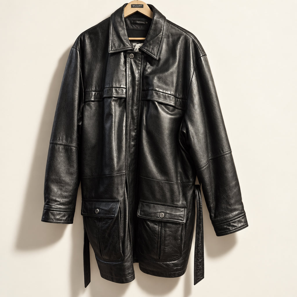 Wilsons Leather Field Jacket Belted Leather Black Size XL