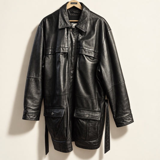 Wilsons Leather Field Jacket Belted Leather Black Size XL