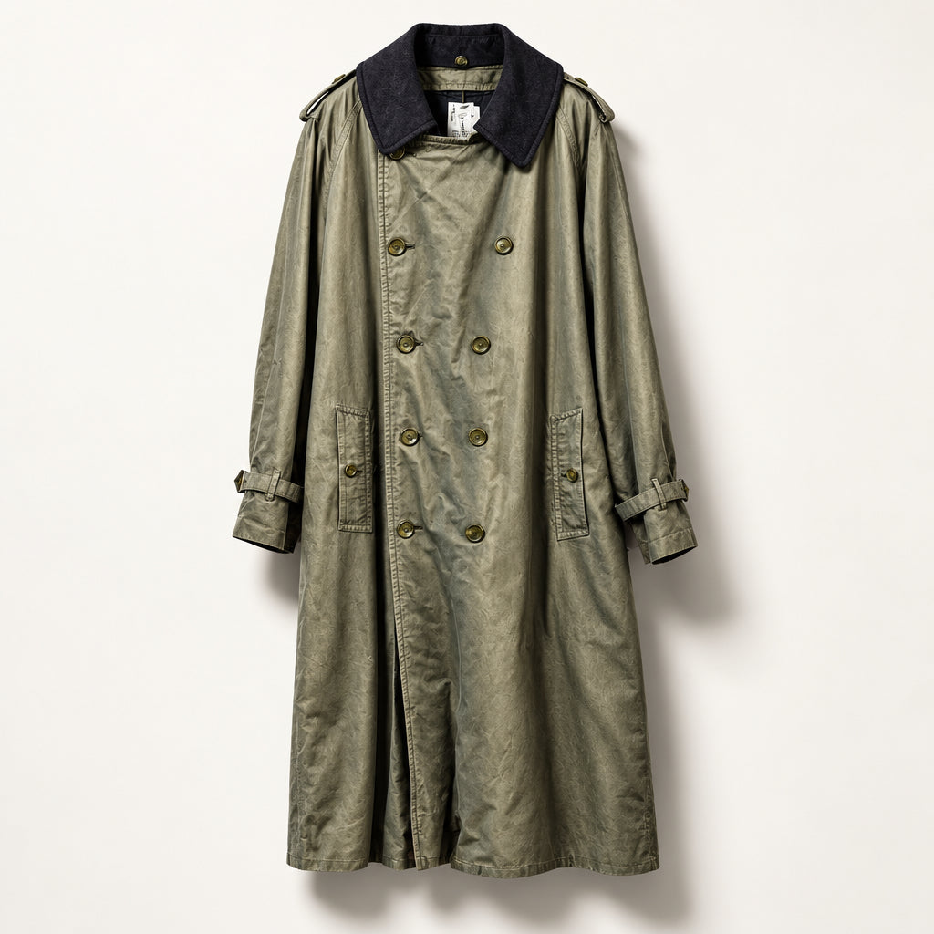 Burberrys' Vintage Double Breasted Trench Coat Taupe/Navy AS-IS (Sleeve)