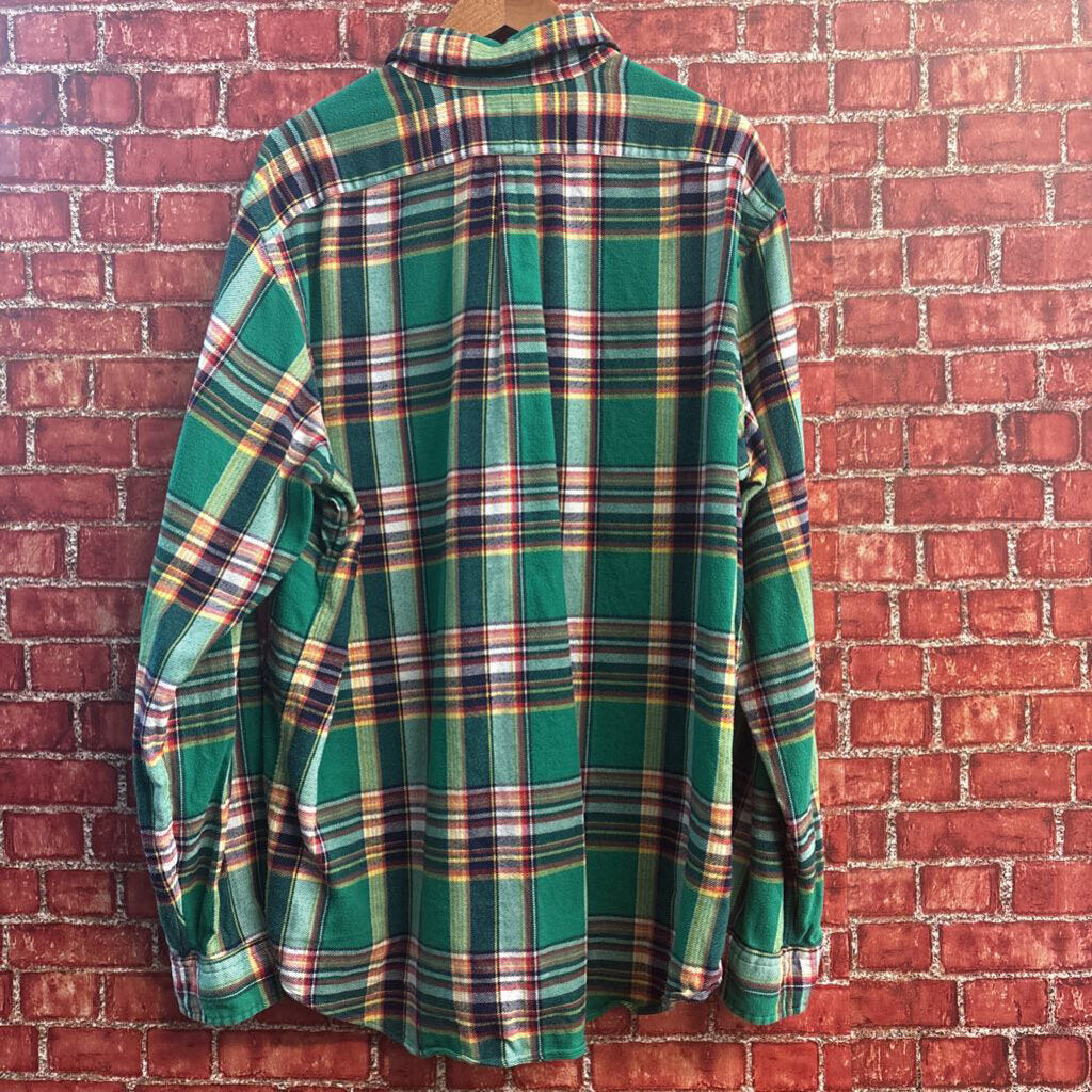 Polo Ralph Lauren Flannel Button Down Plaid Green/Red/Yellow Size XXL
