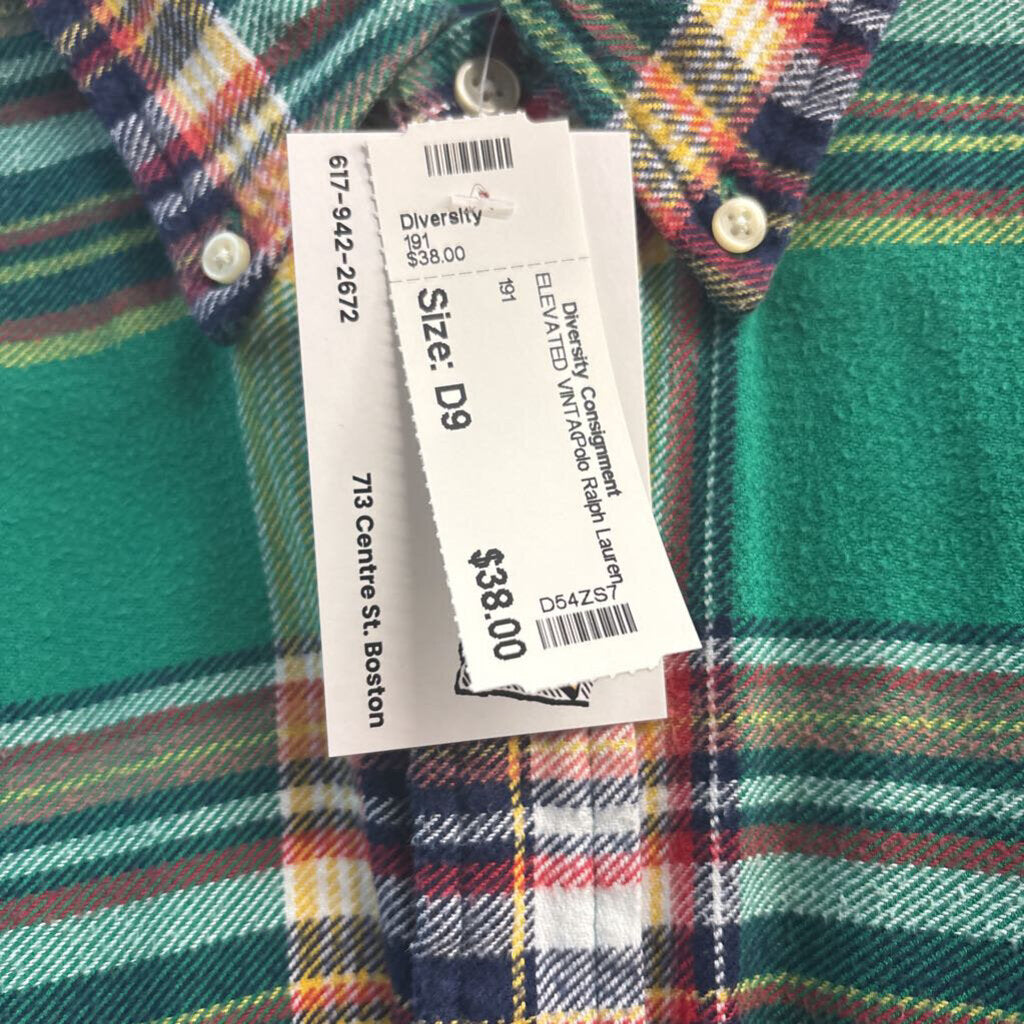 Polo Ralph Lauren Flannel Button Down Plaid Green/Red/Yellow Size XXL